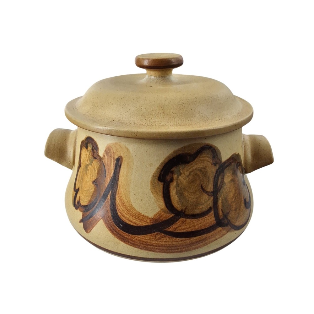 Vintage Clouds Folsom Studio Pottery Lidded Casserole Dish Hand Painted